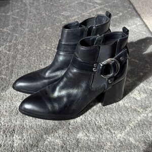 Marc Fisher Black Leather Ankle Booties